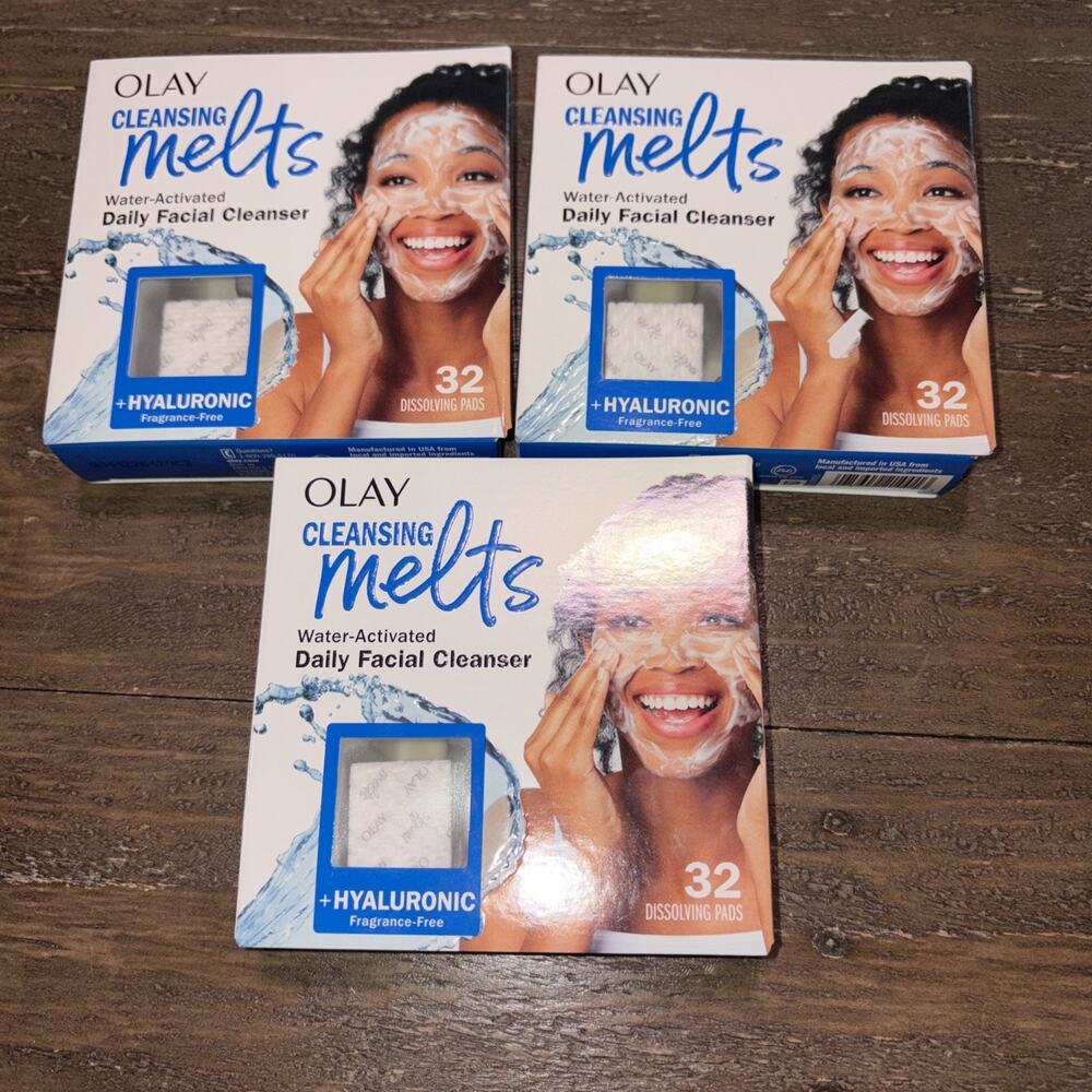 OLAY Cleansing Melts HYALURONIC Daily Facial Cleanser - 32 Pads X 3 boxes